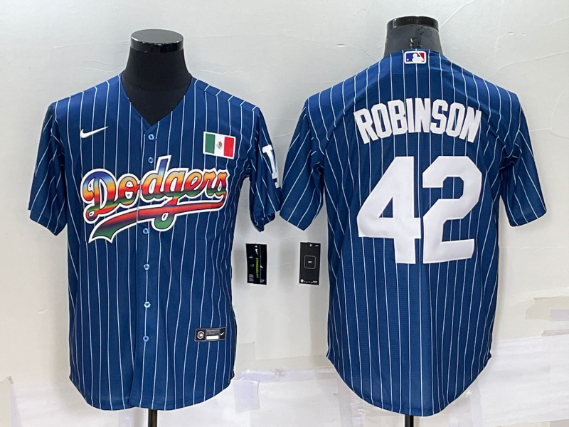 Men's Los Angeles Dodgers Jackie Robinson #42 Blue Stitched Jersey
